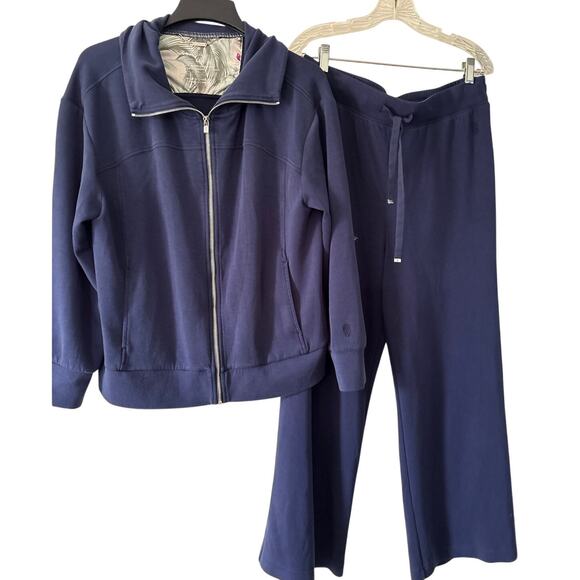 Tommy Bahama Other - Tommy Bahama Palm Voyage Full Zip Jacket Wide Leg Pants Set Large Blue